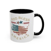 Image 1 of God Bless America Accent Coffee Mug – Patriotic USA Flag Map (11/15oz)