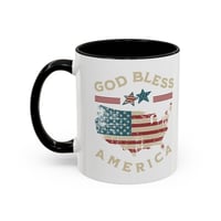 Image 2 of God Bless America Accent Coffee Mug – Patriotic USA Flag Map (11/15oz)