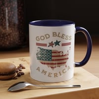 Image 7 of God Bless America Accent Coffee Mug – Patriotic USA Flag Map (11/15oz)