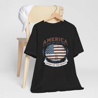 Image 7 of America Vintage Flag T-Shirt – "Land of the Free, Home of the Brave" Patriotic Tee
