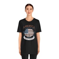 Image 8 of America Vintage Flag T-Shirt – "Land of the Free, Home of the Brave" Patriotic Tee