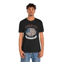 Image 9 of America Vintage Flag T-Shirt – "Land of the Free, Home of the Brave" Patriotic Tee