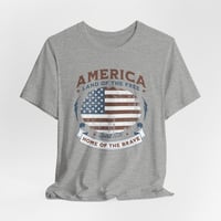Image 11 of America Vintage Flag T-Shirt – "Land of the Free, Home of the Brave" Patriotic Tee
