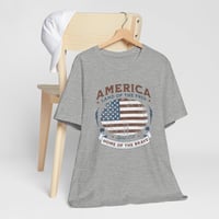 Image 12 of America Vintage Flag T-Shirt – "Land of the Free, Home of the Brave" Patriotic Tee