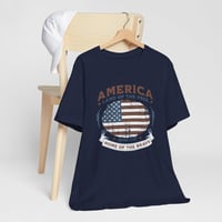 Image 17 of America Vintage Flag T-Shirt – "Land of the Free, Home of the Brave" Patriotic Tee