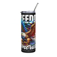 Image 1 of Freedom Eagle Stainless Steel Tumbler — 20oz Patriotic America Travel Cup