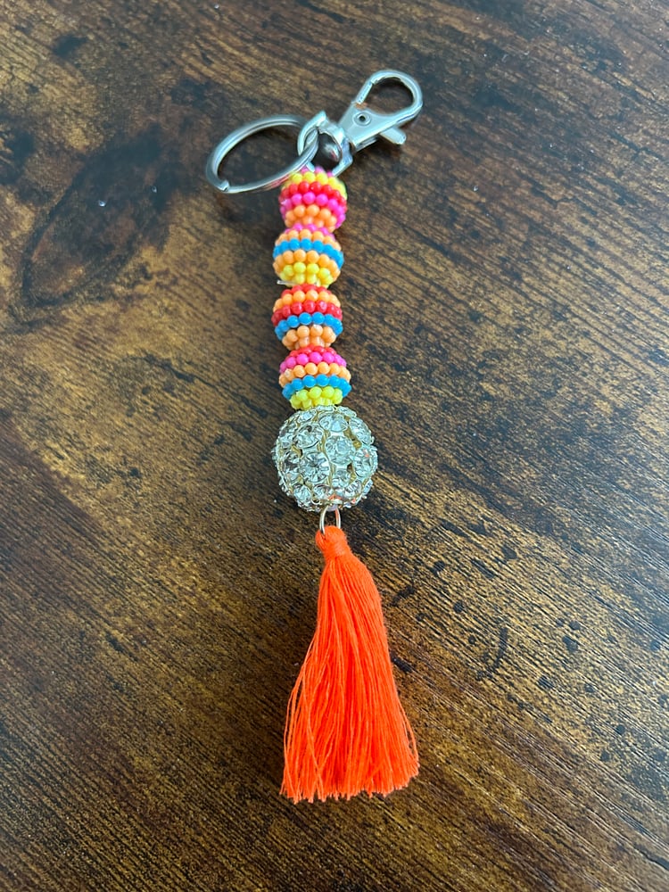 Image of Multicoloured & rhinestones keyring 