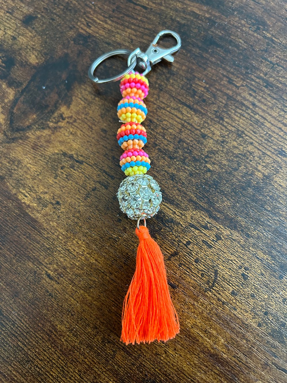 Image of Multicoloured & rhinestones keyring 