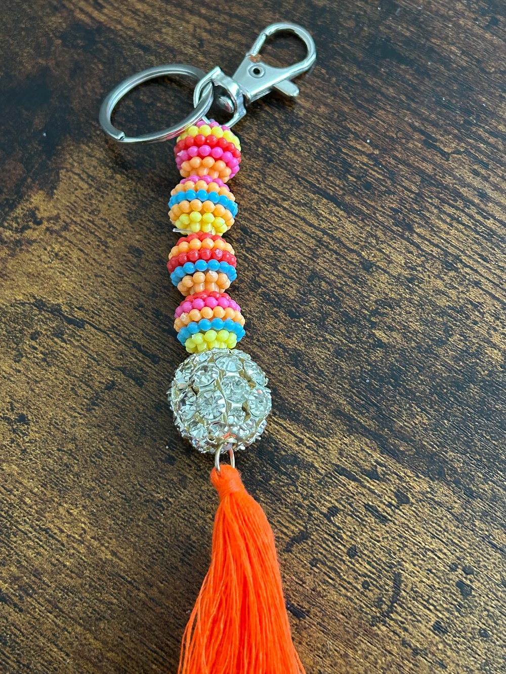 Image of Multicoloured & rhinestones keyring 