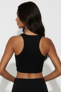 Image 2 of Women’s Sheer Mesh Crop Top – Sleeveless Slim Fit Stretch Tank, Black