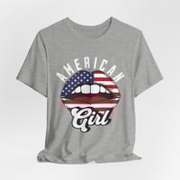Image 2 of American Girl Flag Lips T-Shirt — Patriotic 4th of July Tee