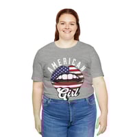Image 4 of American Girl Flag Lips T-Shirt — Patriotic 4th of July Tee
