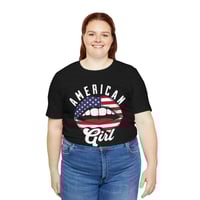 Image 7 of American Girl Flag Lips T-Shirt — Patriotic 4th of July Tee