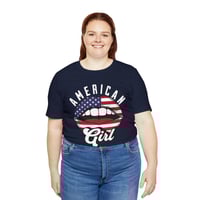 Image 10 of American Girl Flag Lips T-Shirt — Patriotic 4th of July Tee