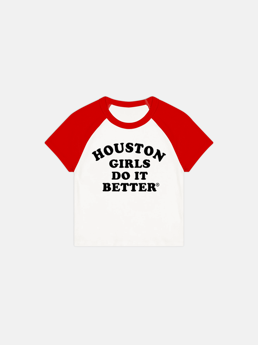 Image of HOUSTON GIRLS DO IT BETTER® WOMEN'S RAGLAN TEE - WHITE / RED / BLACK