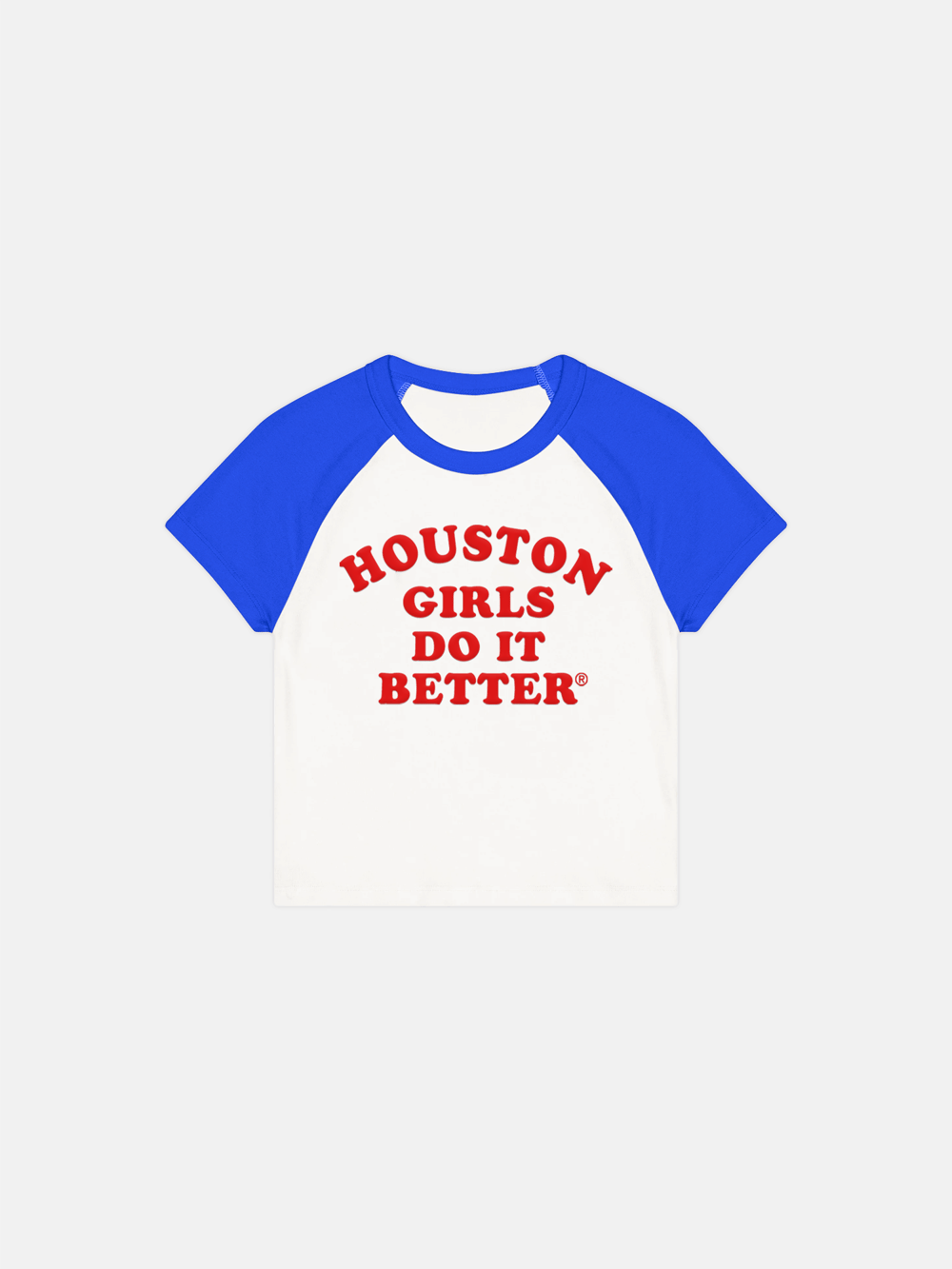 Image of HOUSTON GIRLS DO IT BETTER® WOMEN'S RAGLAN TEE - WHITE / ROYAL / RED