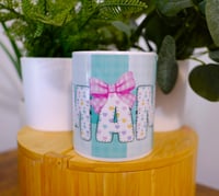 Image 1 of Fun Handmade MAMA 12oz Ceramic Mug, gift, mother's day, coffee, cup, hot, tea, bow