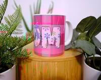 Image 2 of Beautiful Handmade MOM Ceramic 12oz Mug, gift, mother's day, cup, coffee, tea, drink, pink, bow