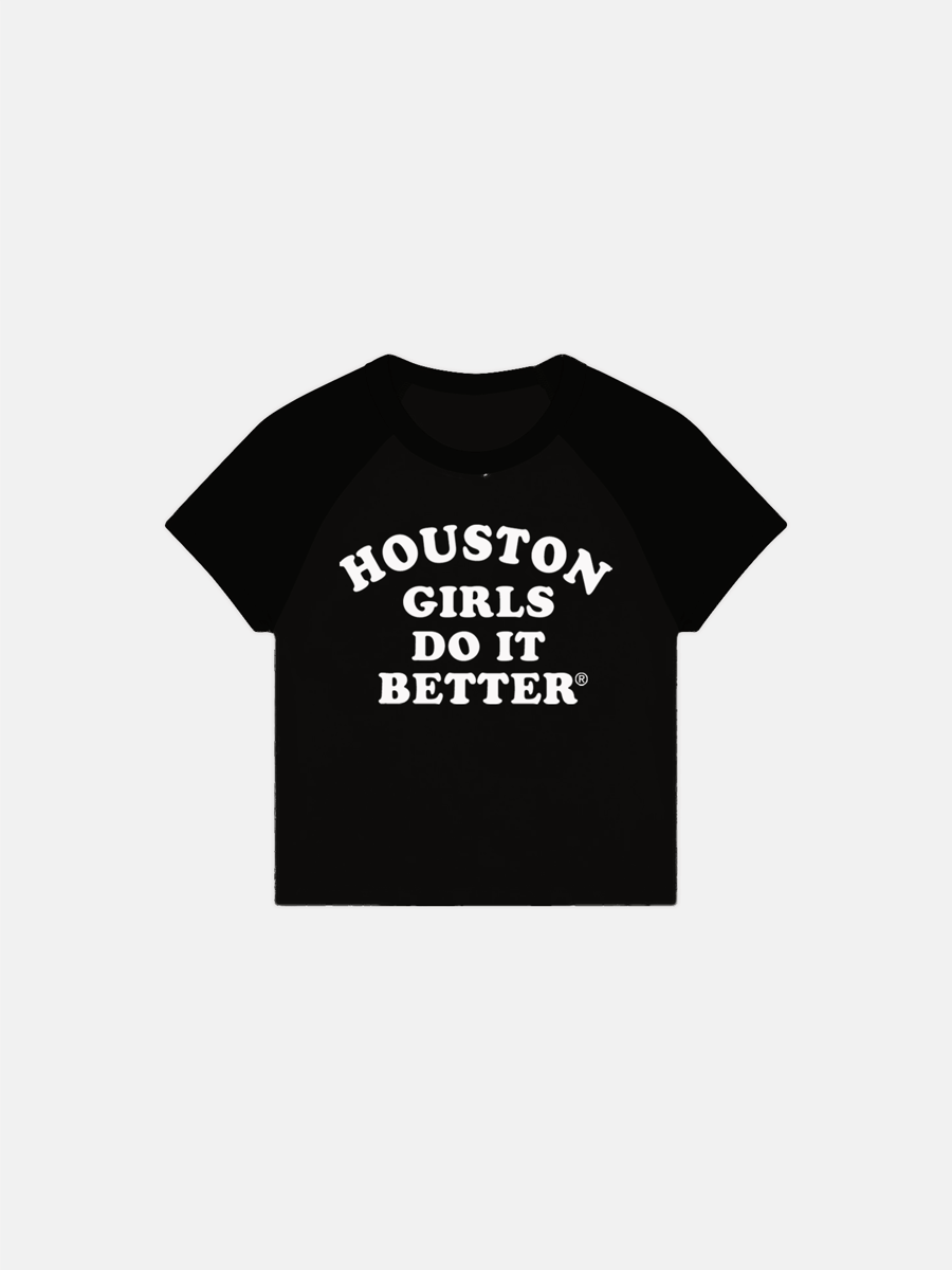 Image of HOUSTON GIRLS DO IT BETTER® WOMEN'S RAGLAN TEE - BLACK / BLACK / WHITE