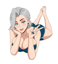 Luna laying in OC front, 3.5 inches or  9cm