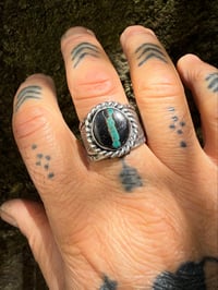 Image 3 of WL&A Handmade Heavy Ingot Black Jack Cigar Band Ring - Size 11