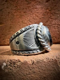 Image 5 of WL&A Handmade Heavy Ingot Black Jack Cigar Band Ring - Size 11