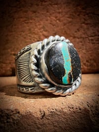 Image 1 of WL&A Handmade Heavy Ingot Black Jack Cigar Band Ring - Size 11