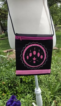 Image 1 of Bear Paw Cross-Body Bag - Black & Pink - Native American