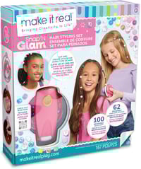  Make It Real Snap N' Glam Hair Styling Set - 167 Piece Bead Clips & Gems Kit for Girls