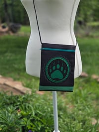 Image 1 of Bear Paw Cross-Body Bag - Black & Green- Native American