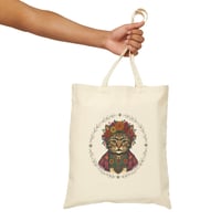 Image 4 of Floral Cat Portrait Tote Bag – Boho Cat Art Cotton Canvas Shopper