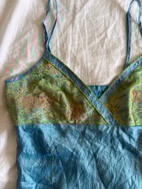 Image 4 of Vintage Y2K blue embellished cami with gree lace and embroidery 