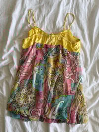 Image 2 of Vintage Y2K yellow fairy floral sparkly cami with balloon hem 