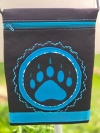 Image 3 of Bear Paw Cross-Body Bag - Black & Turquoise- Native American
