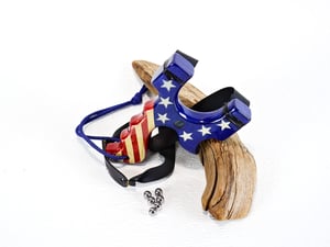 Image of USA Patriotic Slingshot, Menace Frame, Birchwood Sling Shot, Semiquincentennial 250th anniversary