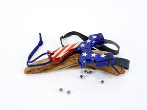Image of USA Patriotic Slingshot, Menace Frame, Birchwood Sling Shot, Semiquincentennial 250th anniversary