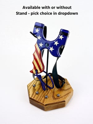 Image of USA Patriotic Slingshot, Menace Frame, Birchwood Sling Shot, Semiquincentennial 250th anniversary