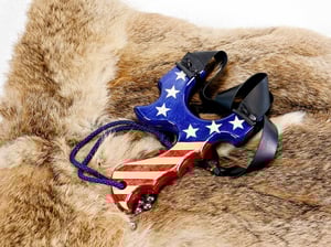 Image of USA Patriotic Slingshot, Menace Frame, Birchwood Sling Shot, Semiquincentennial 250th anniversary