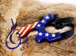 Image of USA Patriotic Slingshot, Menace Frame, Birchwood Sling Shot, Semiquincentennial 250th anniversary