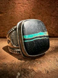 Image 1 of WL&A Handmade Heavy Ingot Blue Black Jack Sunrise Cigar Band Ring - Size 11
