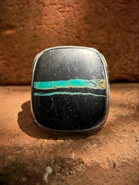 Image 2 of WL&A Handmade Heavy Ingot Blue Black Jack Sunrise Cigar Band Ring - Size 11