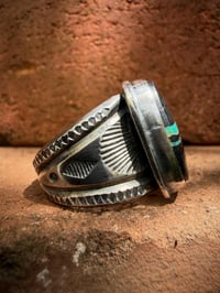 Image 4 of WL&A Handmade Heavy Ingot Blue Black Jack Sunrise Cigar Band Ring - Size 11