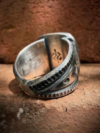Image 5 of WL&A Handmade Heavy Ingot Blue Black Jack Sunrise Cigar Band Ring - Size 11