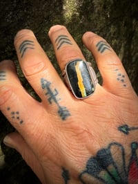 Image 4 of WL&A Handmade Heavy Ingot Black Jack Sunrise Cigar Band Ring - Size 10.5