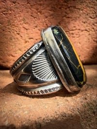 Image 3 of WL&A Handmade Heavy Ingot Black Jack Sunrise Cigar Band Ring - Size 10.5