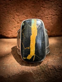 Image 2 of WL&A Handmade Heavy Ingot Black Jack Sunrise Cigar Band Ring - Size 10.5