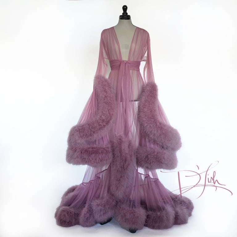 Mauve Extra Deluxe Cassandra Dressing Gown PRE-ORDER Image 2