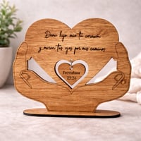 Image 1 of Faith Hands Heart Plaque – Personalized Bible Verse Wood Sign