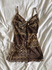 Image 1 of Vintage Y2K brown boho cami with o ring halter neck and beaded detail