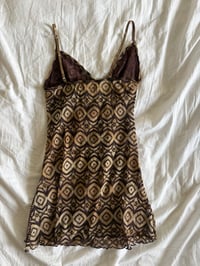 Image 2 of Vintage Y2K brown boho cami with o ring halter neck and beaded detail